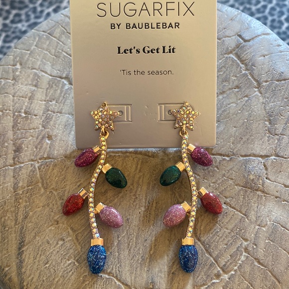 SUGARFIX BaubleBar Let's Get Lit Vintage String Lights Drop Earrings Christmas - Picture 2 of 6